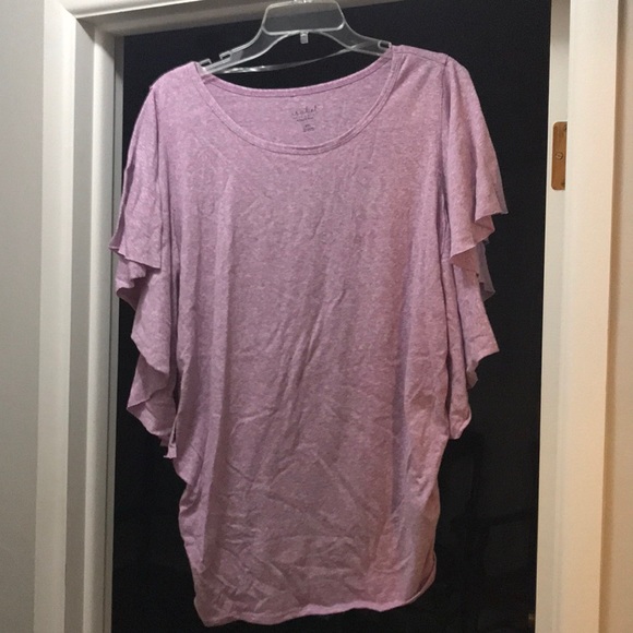 Isabel Maternity by Ingrid & Isabel Tops - Marled purple maternity shirt with flutter sleeves